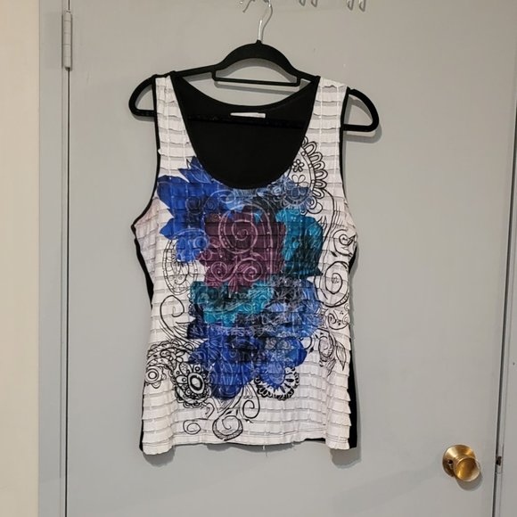 White and Multi-Colored Sequin Tank Top - Picture 1 of 1